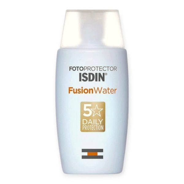 کرم ضدآفتاب بی رنگ ایزدین ISDIN با SPF50 مدل Fusion water 5 Daily Protection حجم 50  میلی لیتر